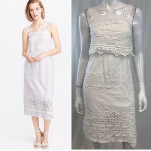 J. Crew 02 White Eyelet Lace Lined Sleeveless Knee Length Sheath Tank Dress